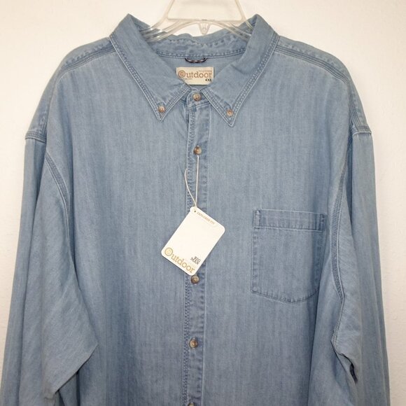 Roundtree & Yorke Denim Shirt Big Mens Size 4XB Blue Cotton Button Front Outdoor - Picture 2 of 9